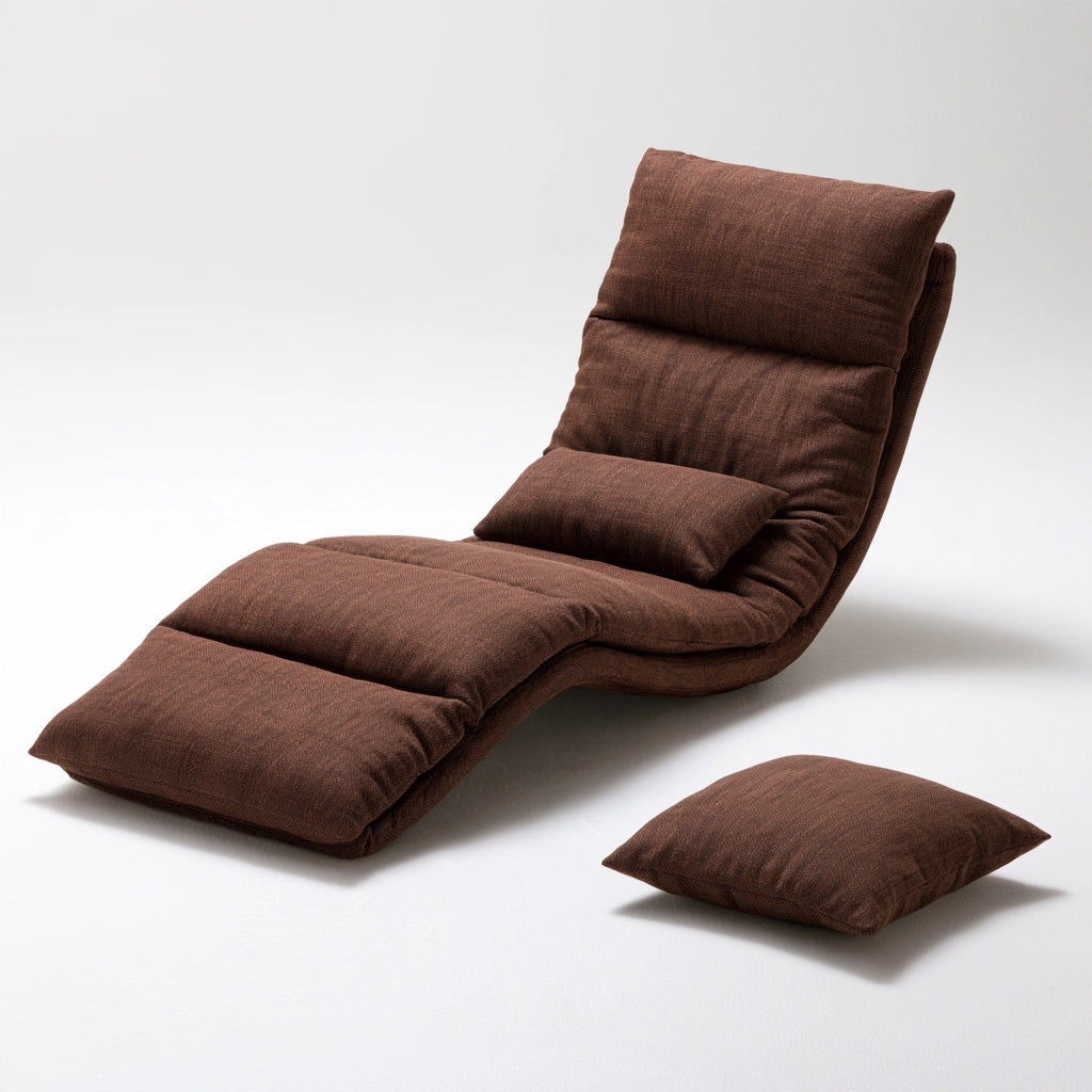 Fauteuil de détente réglable en gris de la marque domvirexo avec coussin assorti, lignes épurées et design moderne.
